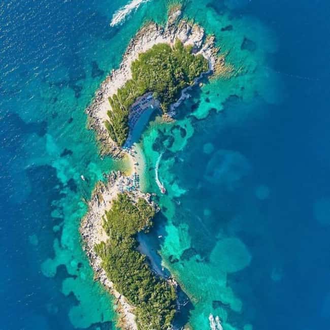 The islands off Ksamil from the air, southern Albania
