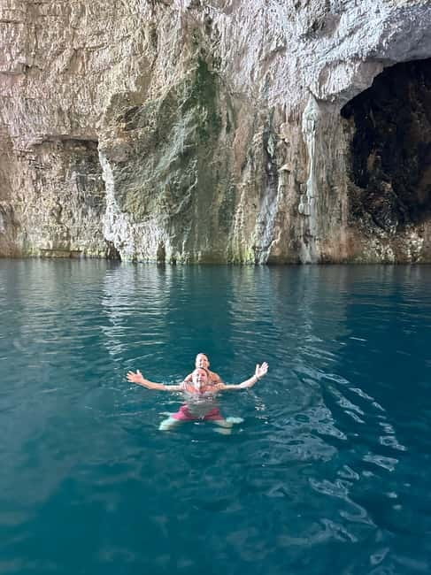 From Vlore: Haxhi Ali Cave & Karaburun Beach Speedboat Tour - St. Vasil beach (Gjiri i Shën Vasilit): 1.5 hours to swim, walk, and reset