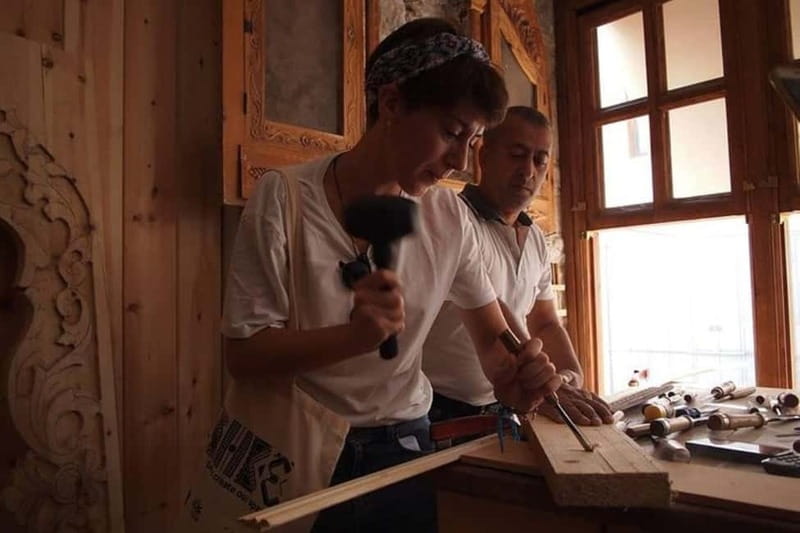 Gjirokaster: Wood Crafting Class - Finding Master Nurce at Cerciz Topulli Square