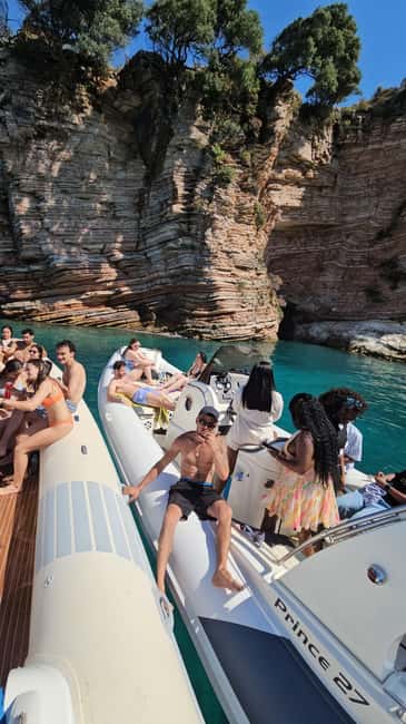 Ksamil Pigeon Cave Snorkeling free Drinks Speedboat In Group - Shpella e Pullumbave (Pigeon Cave): the red rock and blue cave snorkel
