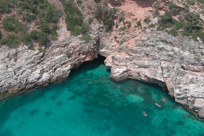 Private 6 H Boat Dafina Bay & Bear's Bay - Stop 1: Karaburun-Sazan views, Soda Forest, Mezokanal, Galloveci Cape, and Haxhi Ali Cave