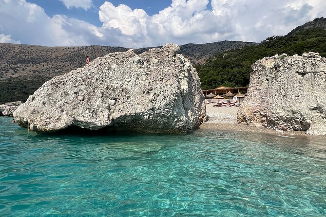 Saranda:Boat Tour to Kakome,Hidden Cave & Beaches,with snorkell. - Krorëza Beach for 3 Hours, Sunbeds, and the Lunch Reality