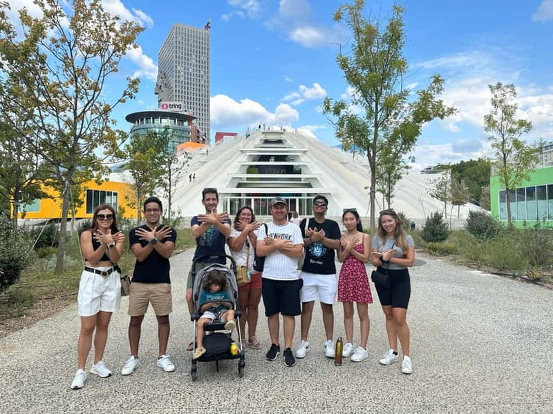 Tirana: Walking Tour through Attractions of Historic Center - Tirana Castle, Clock Tower, and the Pyramid: different eras of the same skyline