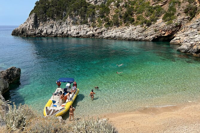 Vlore: Dafina Bay and Haxhi Ali Cave Private Speedboat Tour - Stop 1: Haxhi Ali Cave, your first swim-and-snorkel window