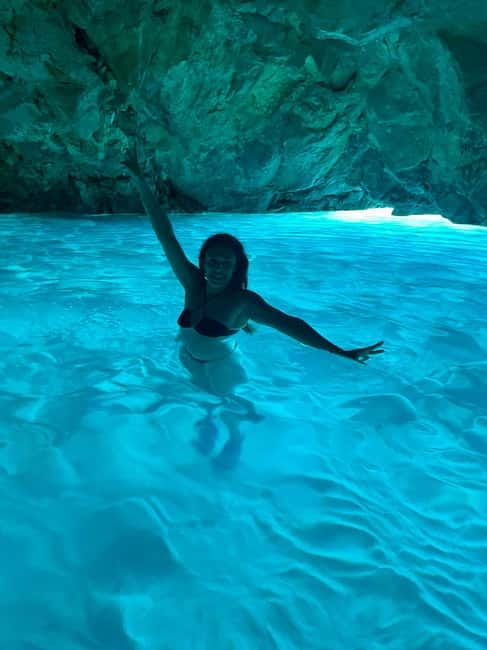 Vlore: Secret Blue Gem Cave and Grama Bay Tour by Speed Boat - Haxhi Ali Cave: first cave stop, good for photos and a real look