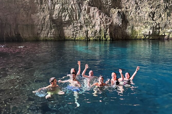 Vlore Speedboat Tour to Haxhi Ali Cave - St. Jani and the Karaburun fortifications you can see from the shore